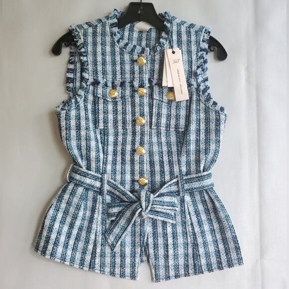 NWT$365 Cinq a Sept Matilda Tweed Reenee Vest Blazer in Navy Multi Sz XS - Picture 8 of 16